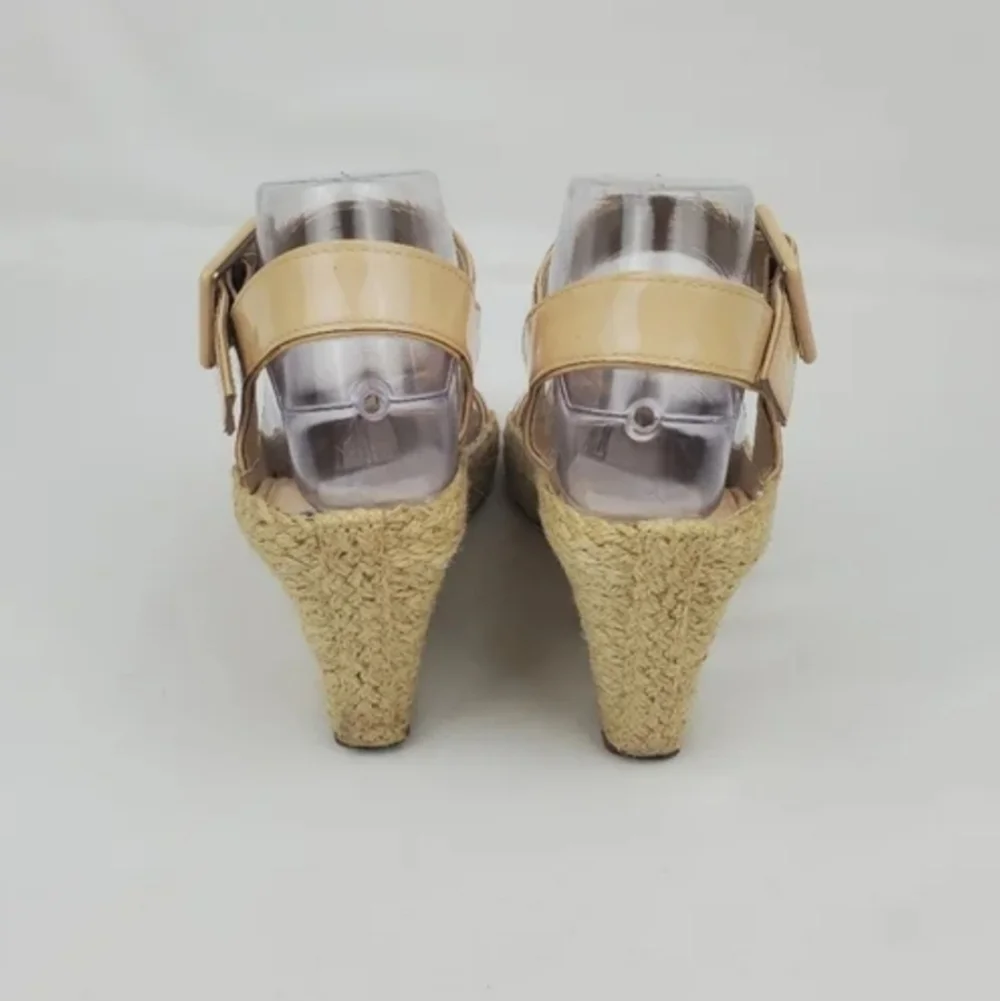 Diane von Furstenberg Sudan leather open toe espadrille wedge sandals